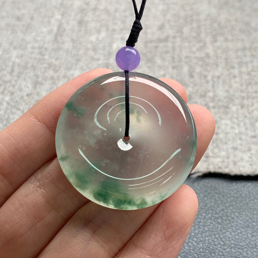 天然A货缅甸翡翠 平安扣 尺寸 : 34.4-6.7