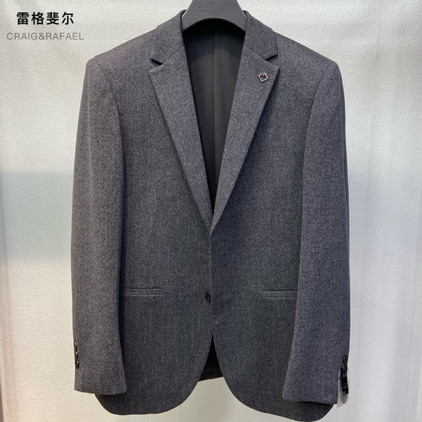 8676男士灰色纹理单西商务休闲通勤日常气质西服外套2025秋季新品