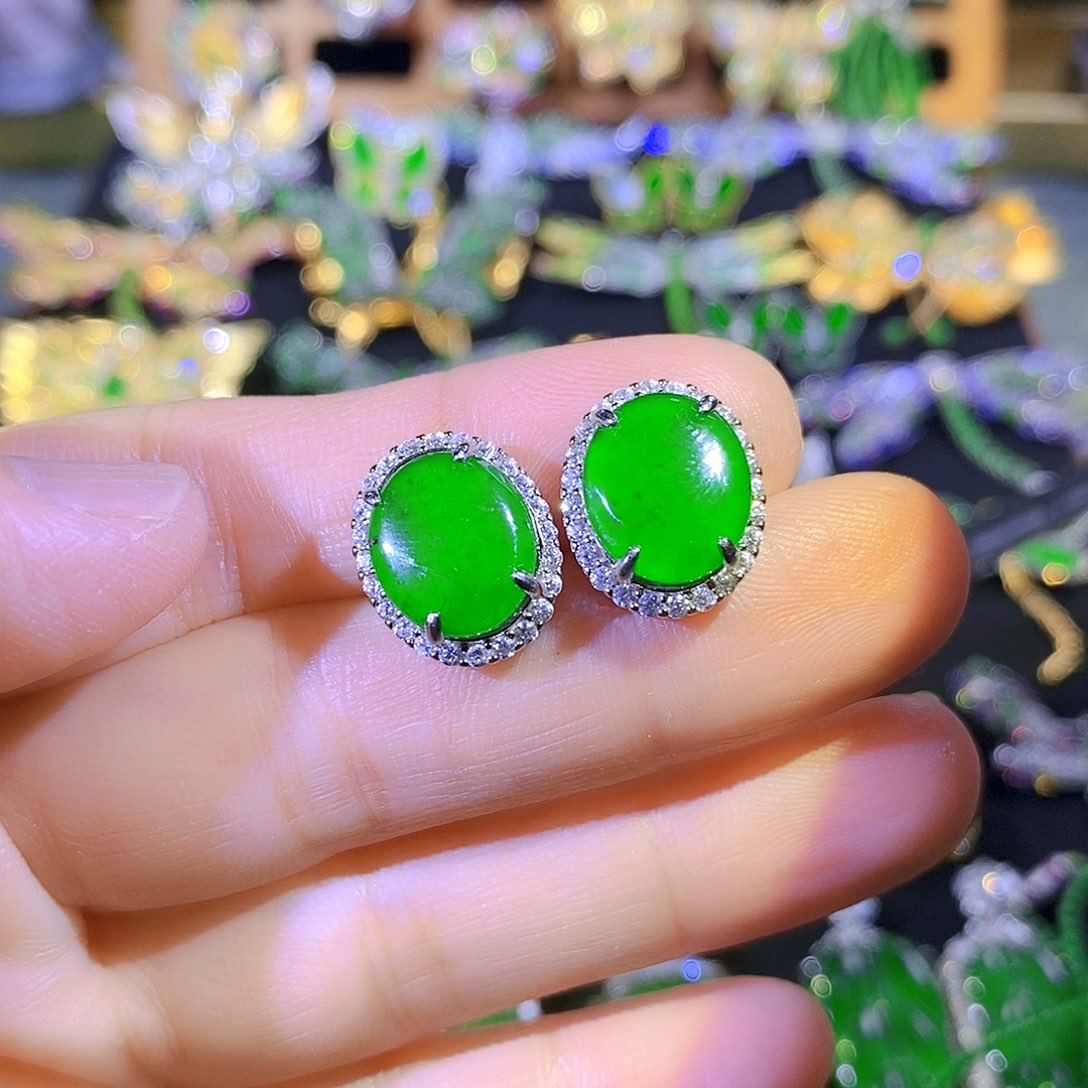 吊坠(不含链)银S925镶嵌翡翠