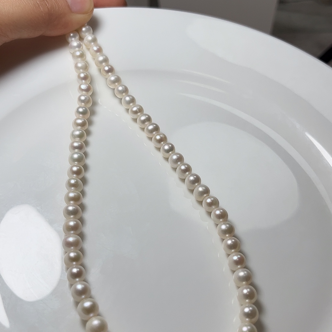 淡水珍珠颈饰未镶嵌6.5-7近圆微微瑕