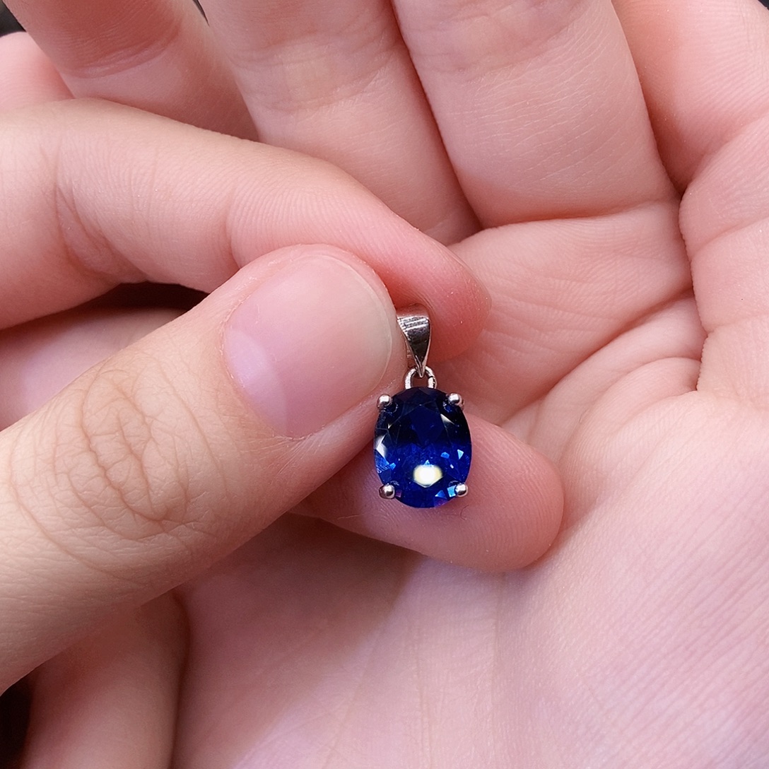 银S925镶嵌吊坠(赠链)蓝宝石
