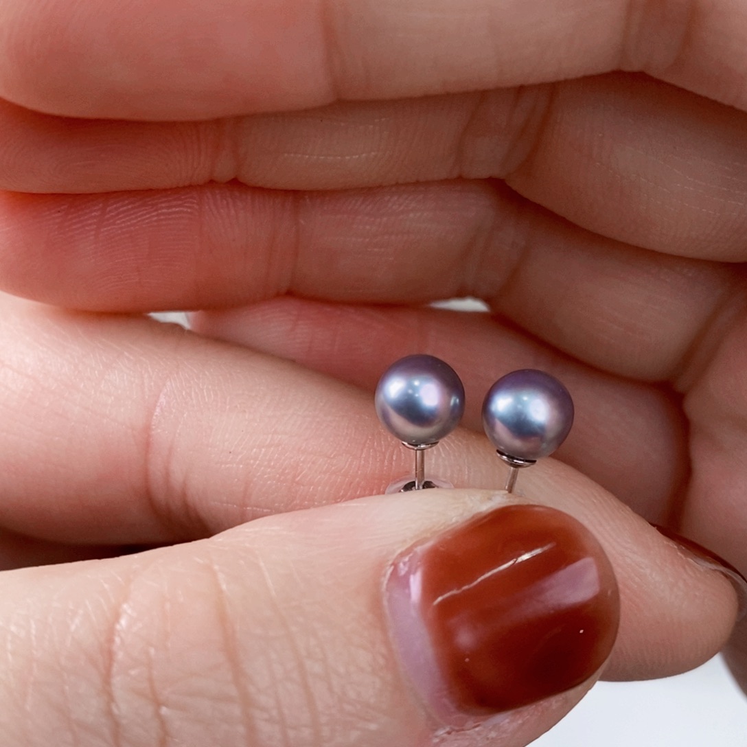 淡水珍珠耳饰银S925镶嵌
