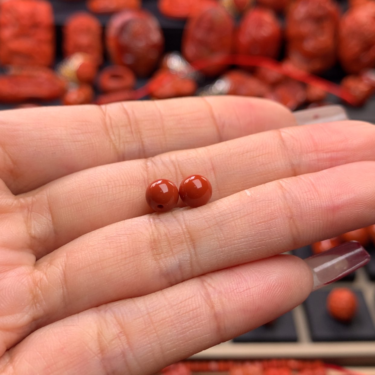 【闪购商品】南红玛瑙圆珠对珠6mm未镶嵌