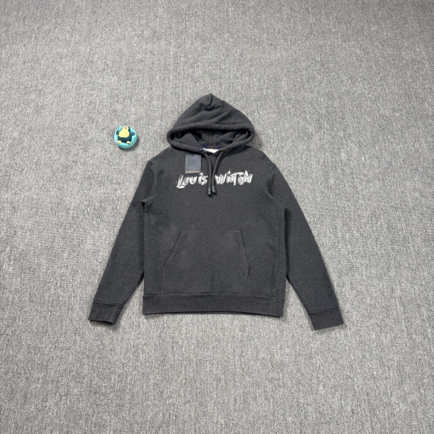 未使用 LouisVuitton/路易威登 24款灰色涂鸦标语连帽卫衣/M码