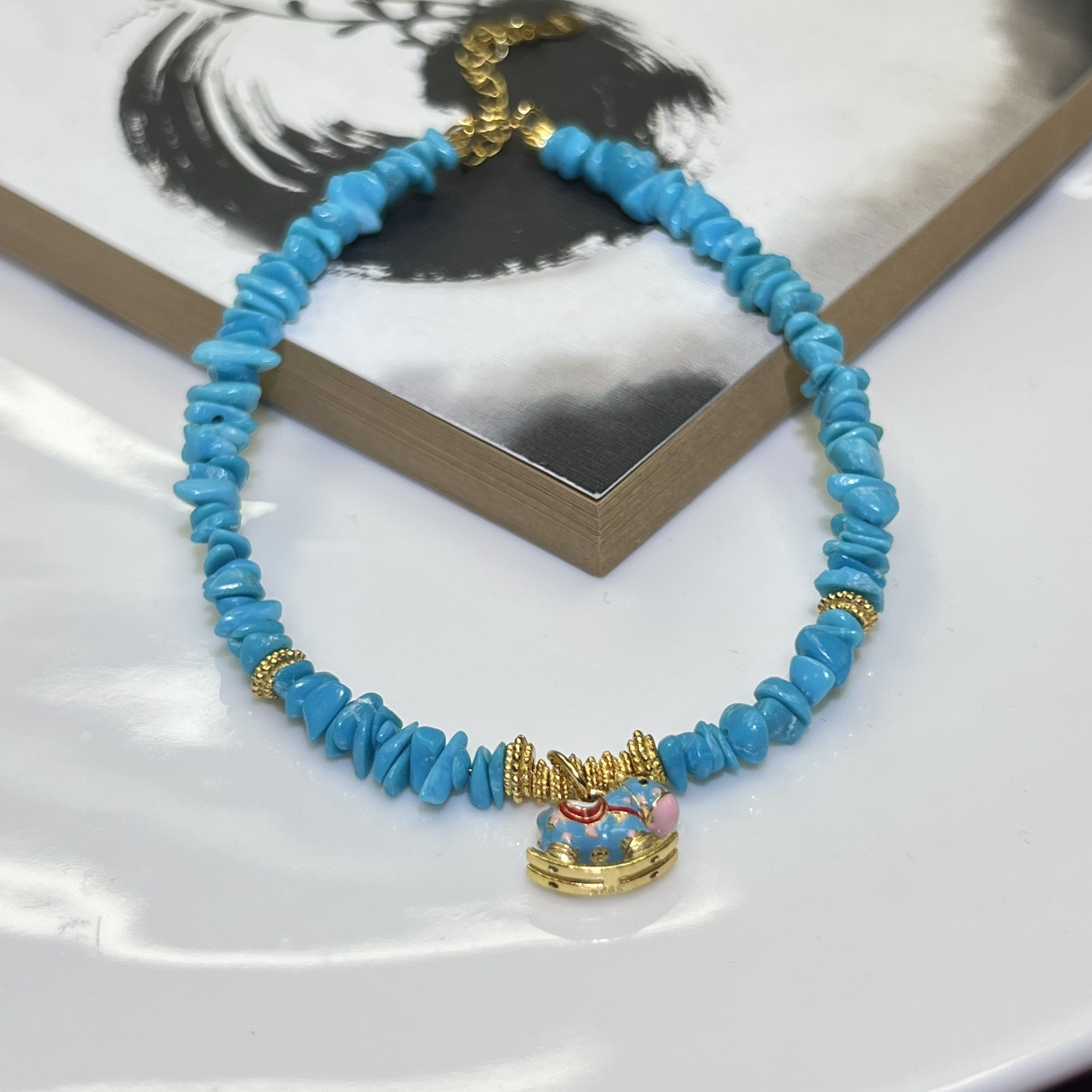 【珺笙珠宝】精品•原矿暴蓝绿松石s925银随型手链4mm享