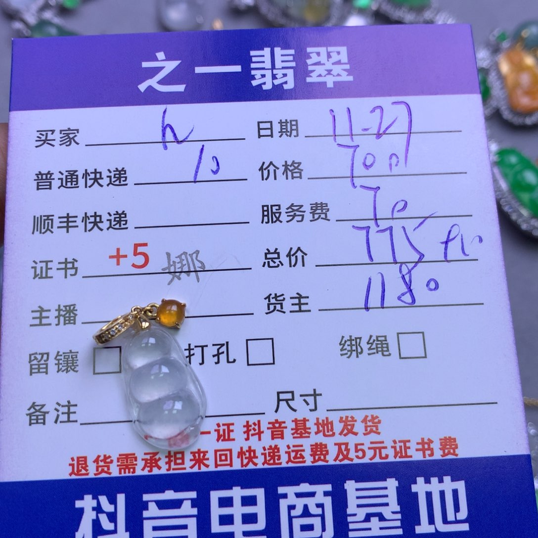 颈饰18K金镶嵌翡翠h***学