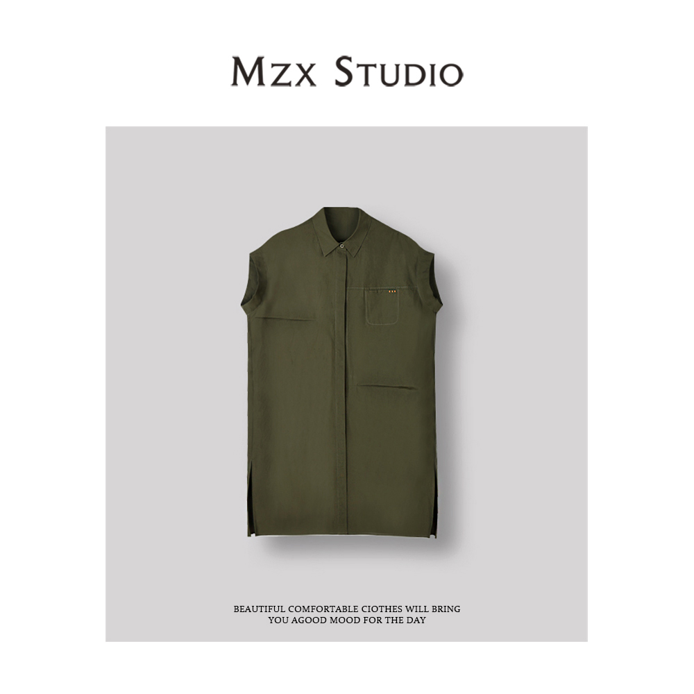 MZX 夏季小众设计感全棉长款工装马甲外套MJ7905-E
