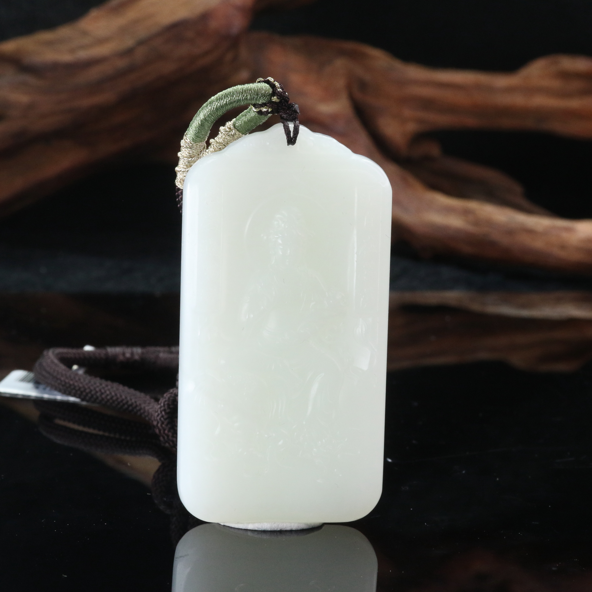 21和田玉羊脂白观音牌/100008上海嘉禾拍卖