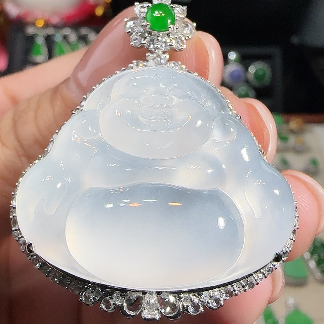 翡翠吊坠(不含链)18K金镶嵌