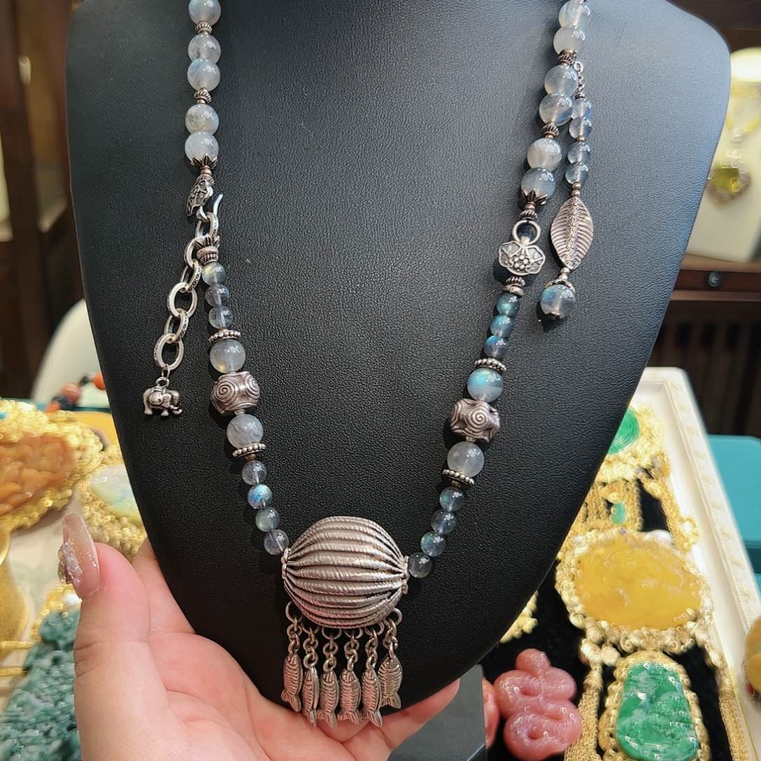 月光石颈饰未镶嵌古风