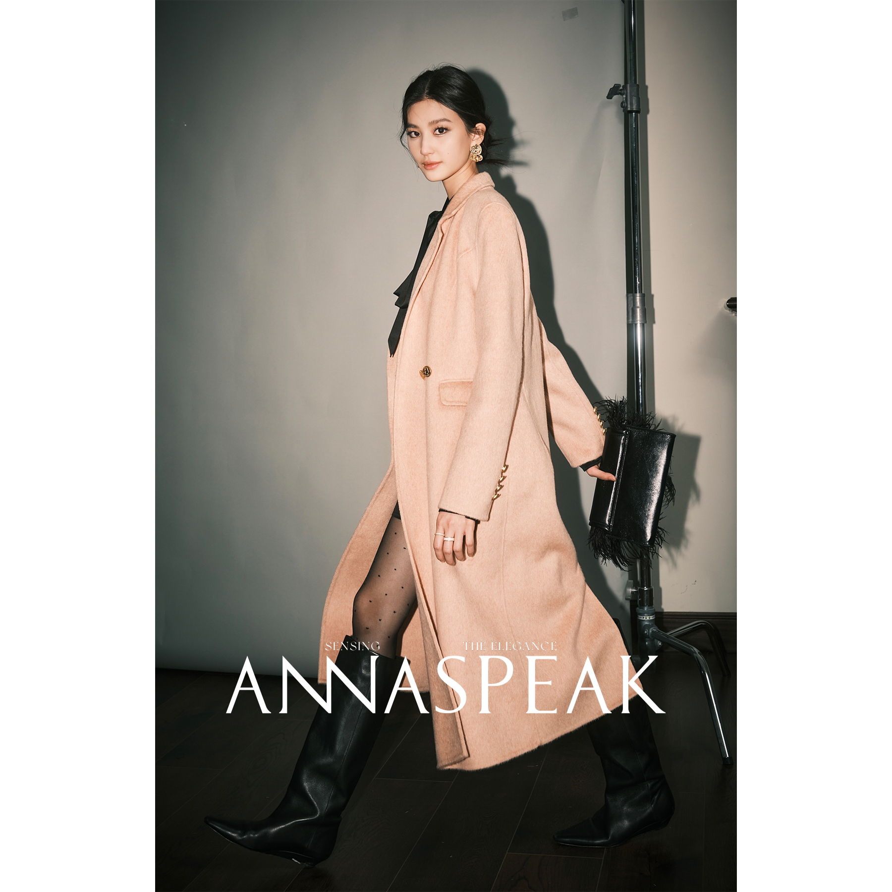 ANNASPEAK重磅真丝骆驼绒澳洲美丽诺绵羊毛 立裁H廓形双面呢大衣