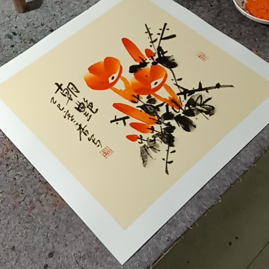 带灯款写意画牵牛花50cm×50cm