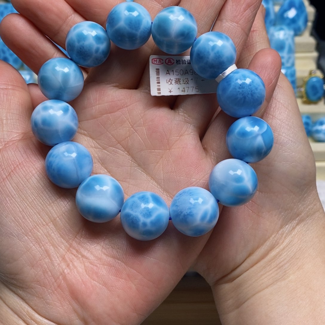 针钠钙石（海纹石）未镶嵌手链烟*寒