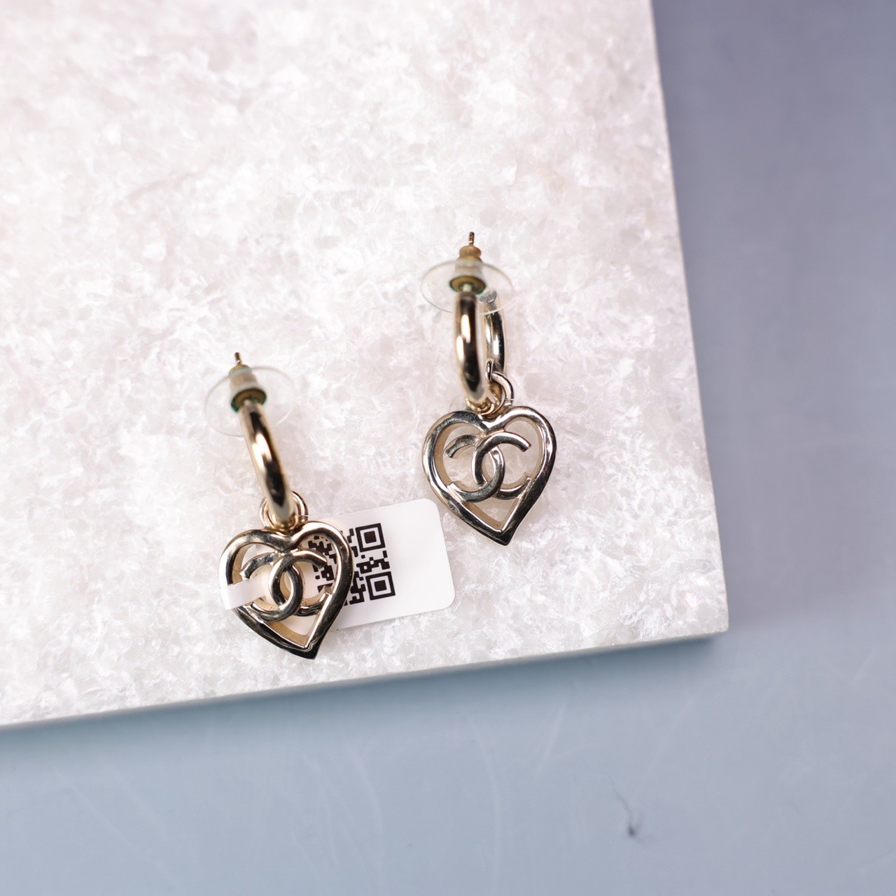 95新 Chanel/香奈儿 柚礼中古/香奈儿镂空桃心耳钉hz512070