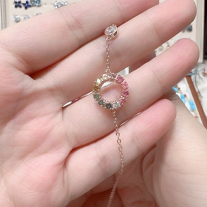 碧玺手链银S925镶嵌手链