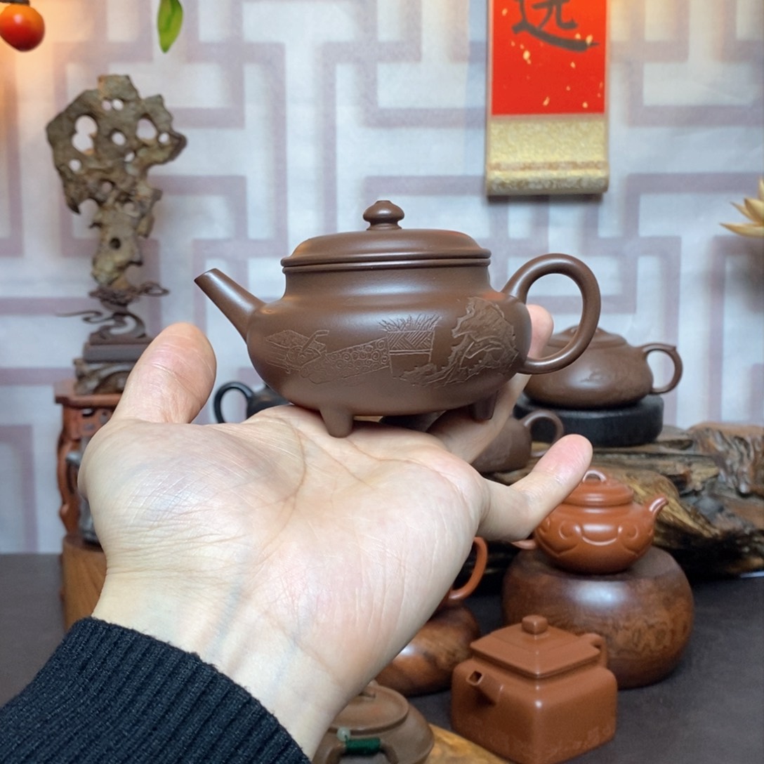 紫砂茶具紫泥三足鼎