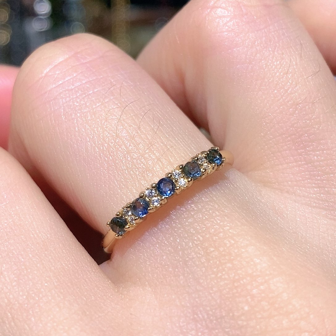 戒指蓝宝石银S925镶嵌天然蓝宝石