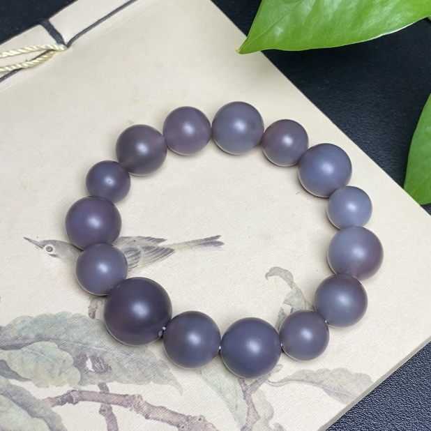 四川凉山天然盐源玛瑙收藏蓝紫光珠手串圆珠精品高级收藏男女礼物
