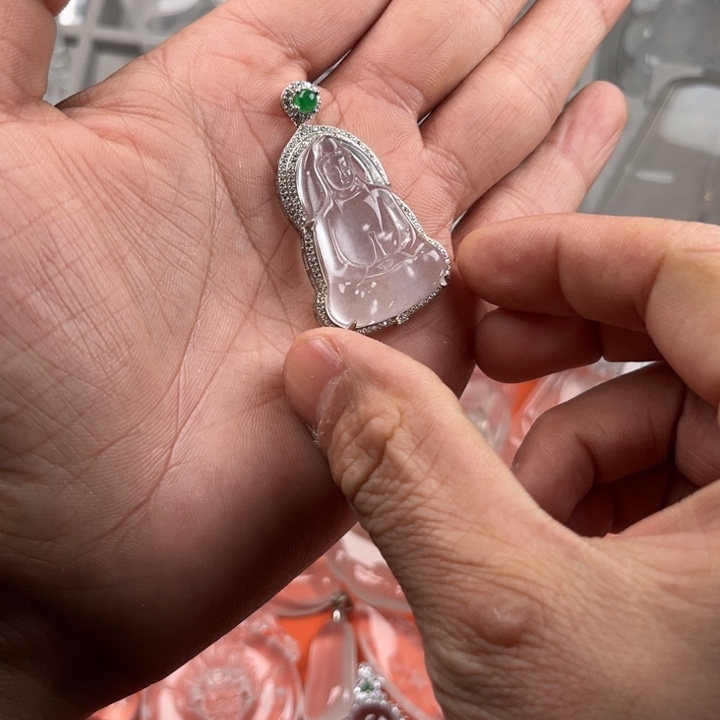 石英质玉银S925镶嵌颈饰