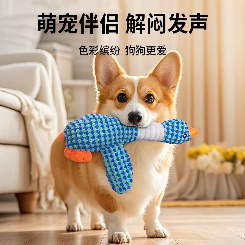 毛绒发声狗狗玩具蓝色大雁中小型犬狗狗磨牙玩具