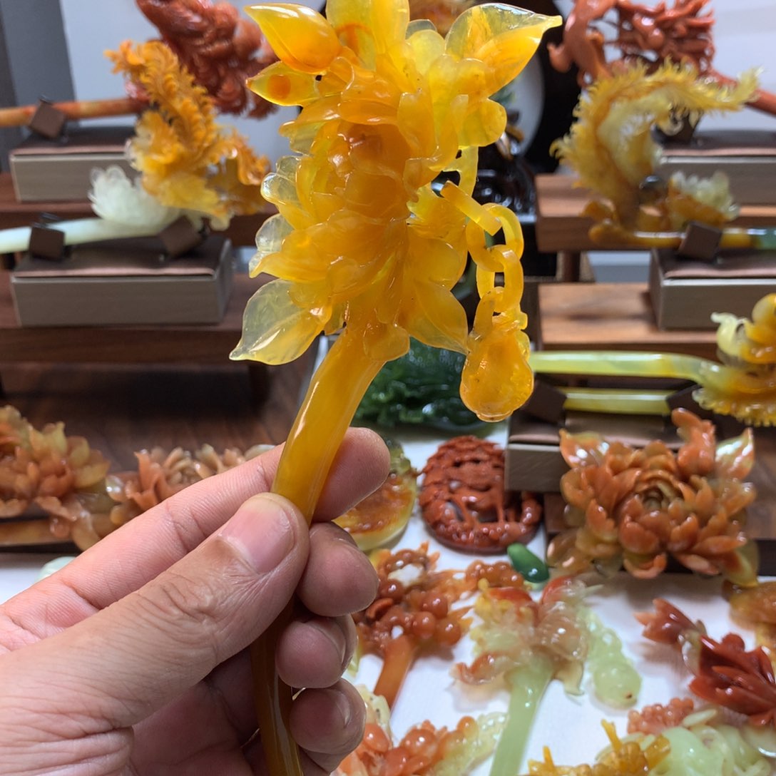 蛇纹石玉发饰未镶嵌～*～