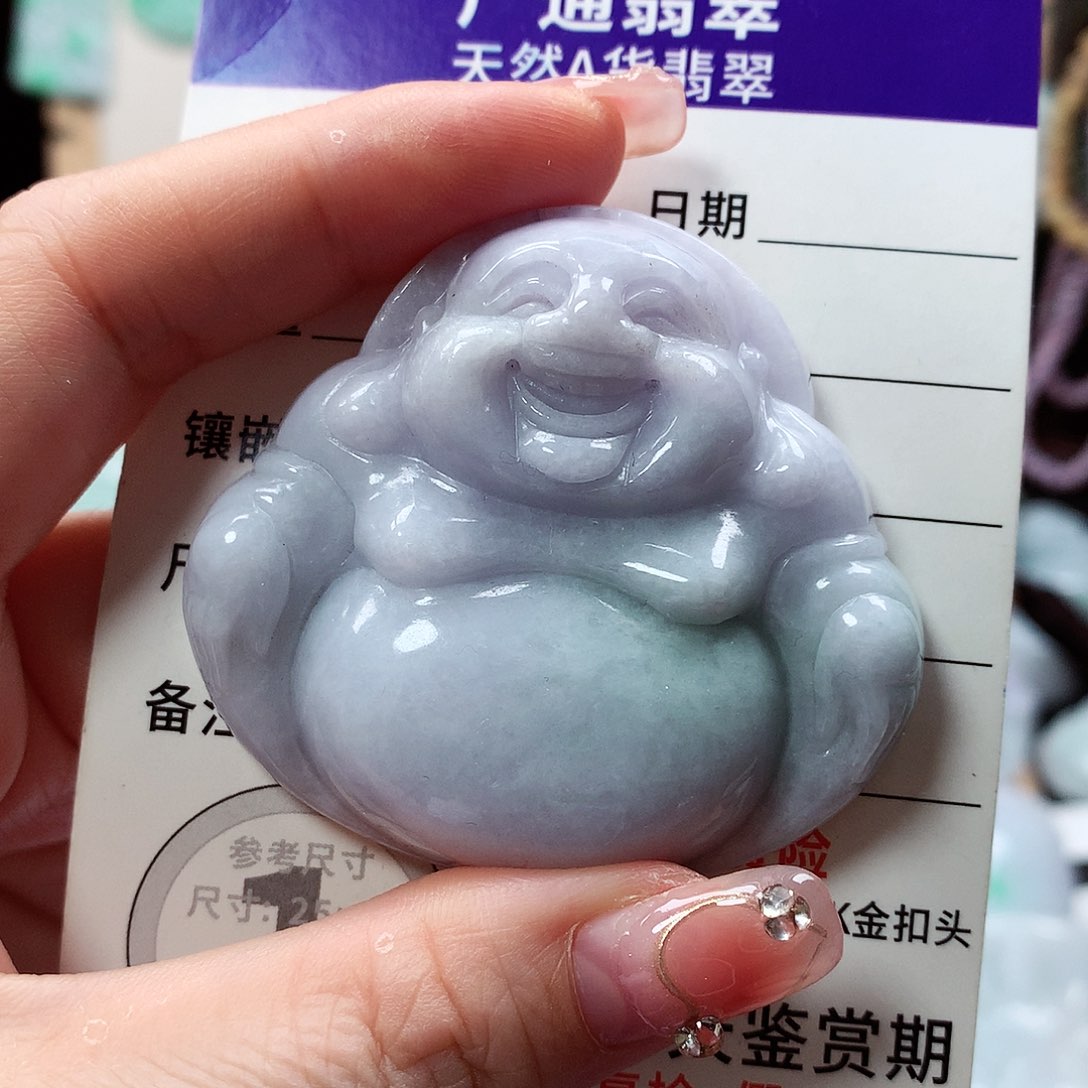 翡翠颈饰未镶嵌佛公，微瑕