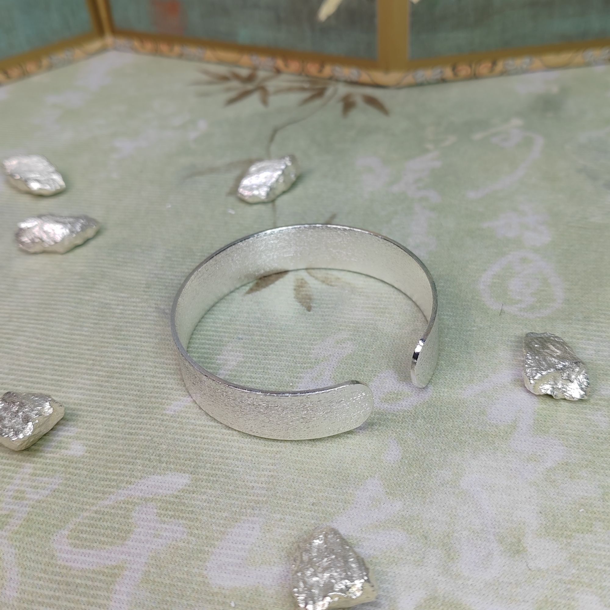 足银手镯 树纹拉丝开口手镯（贝贝严选）