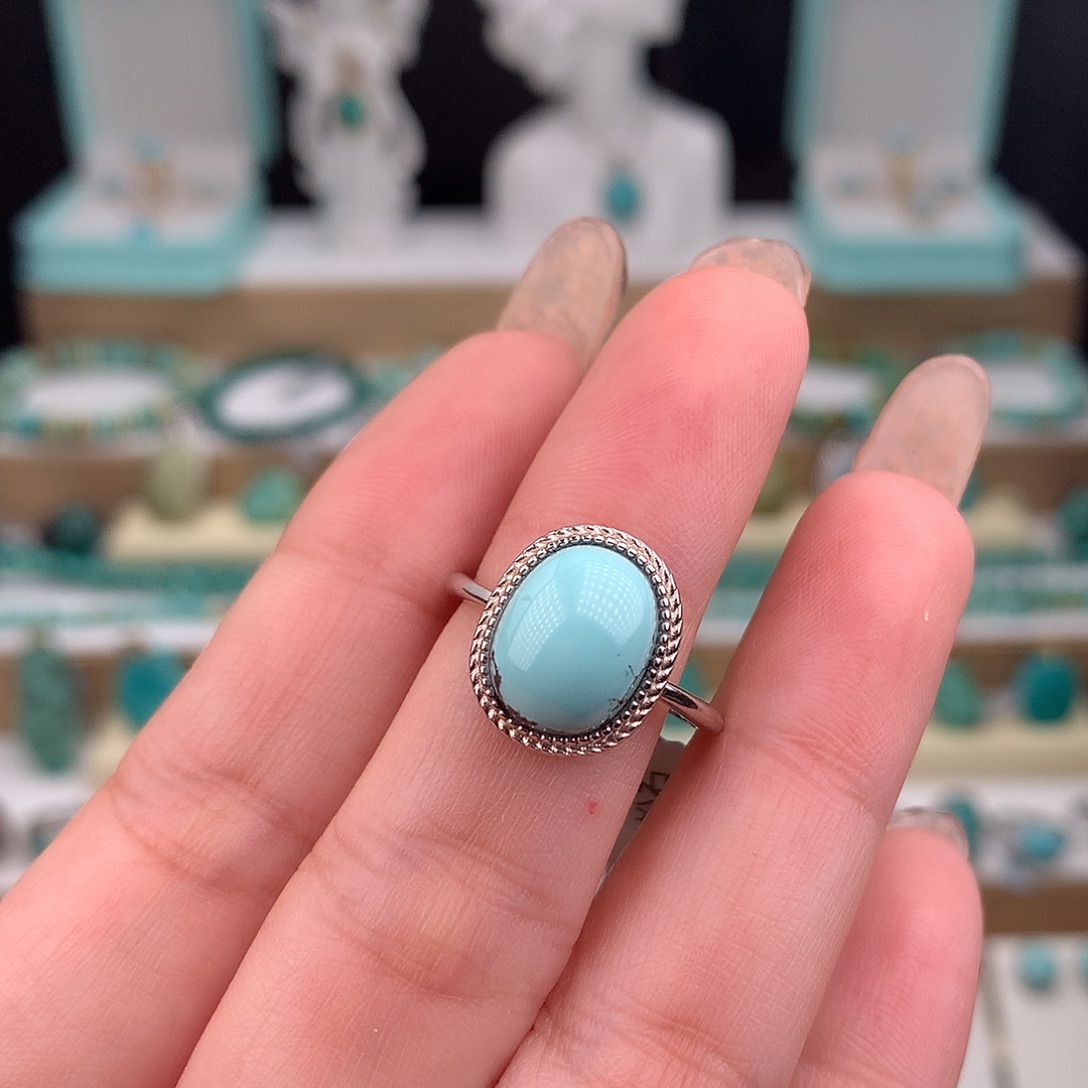 绿松石银S925镶嵌戒指