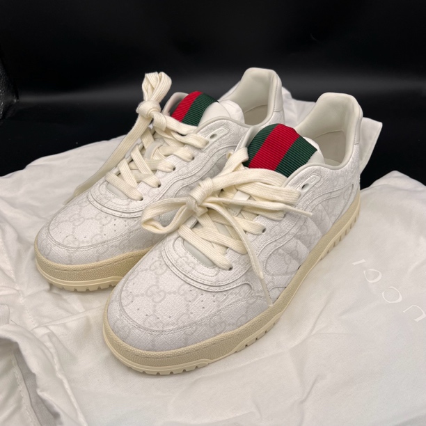 未使用 GUCCI/古驰 男士米白色系带休闲红绿织带刺绣 奢lp 41欧