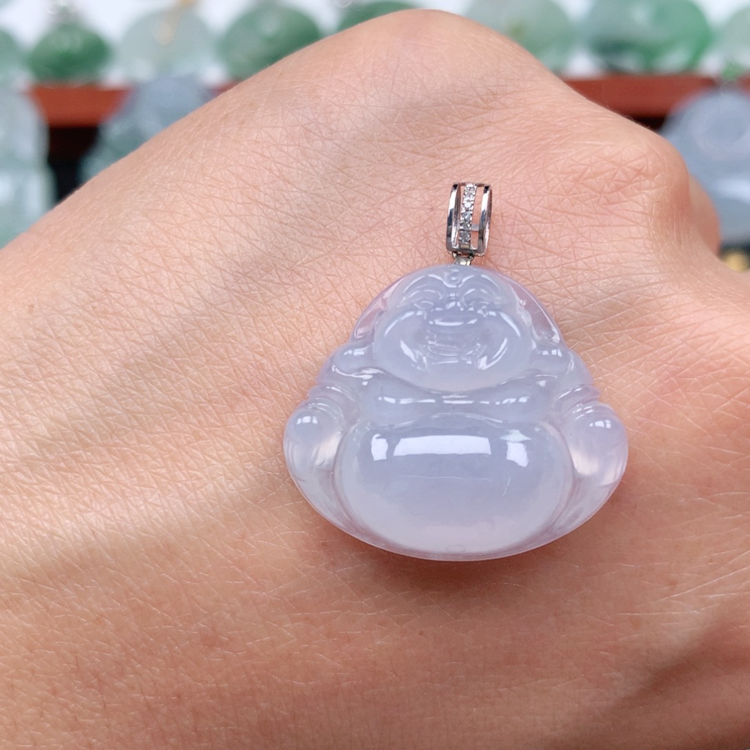 翡翠吊坠(不含链)18K金镶嵌