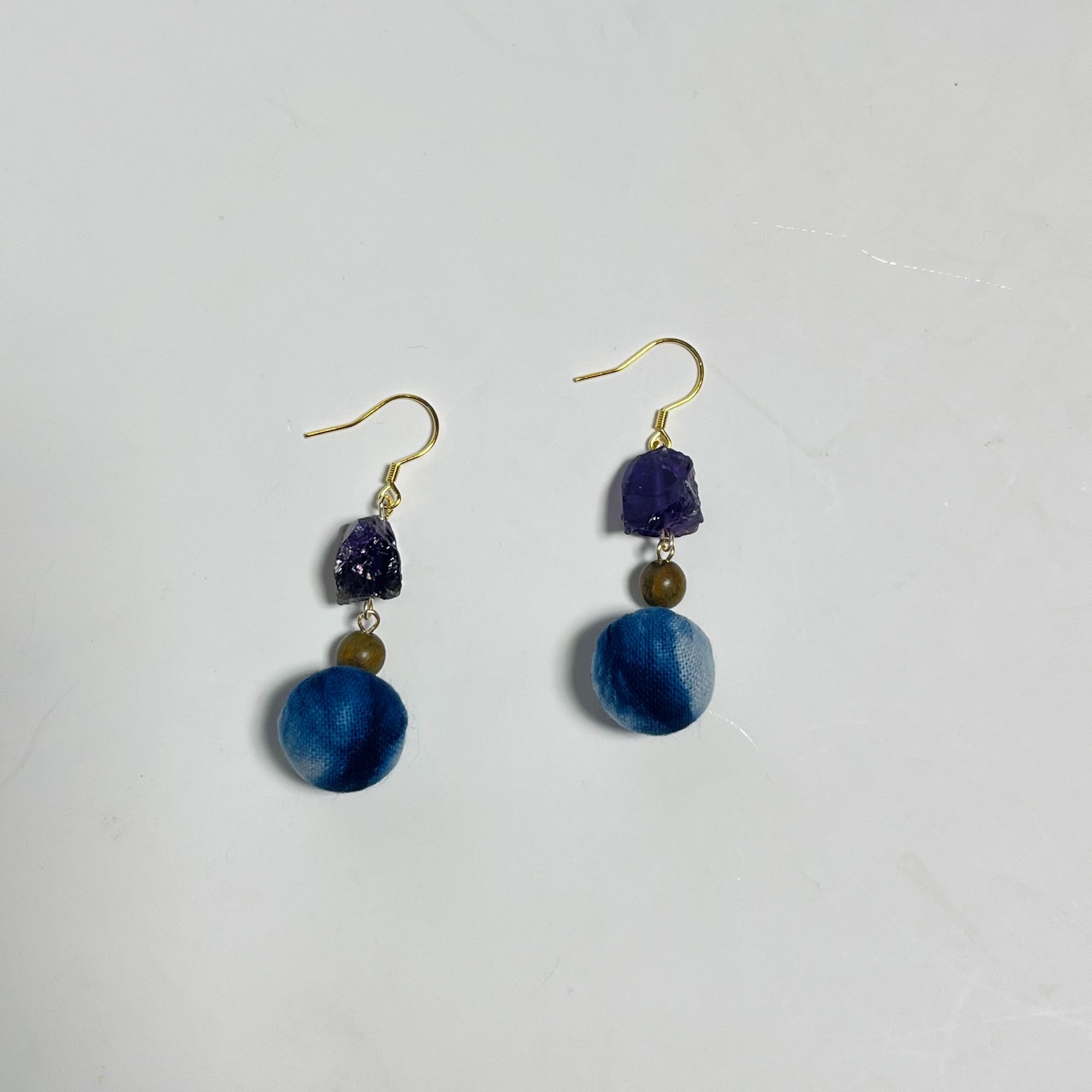 枝繁||手工植染扎染设计布艺Y925水晶饰品配饰