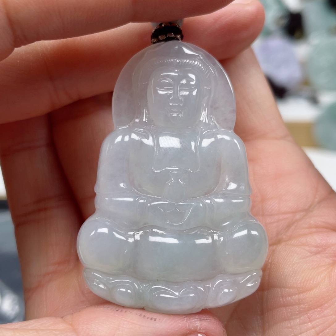 翡翠颈饰未镶嵌天然翡翠A货观音34号