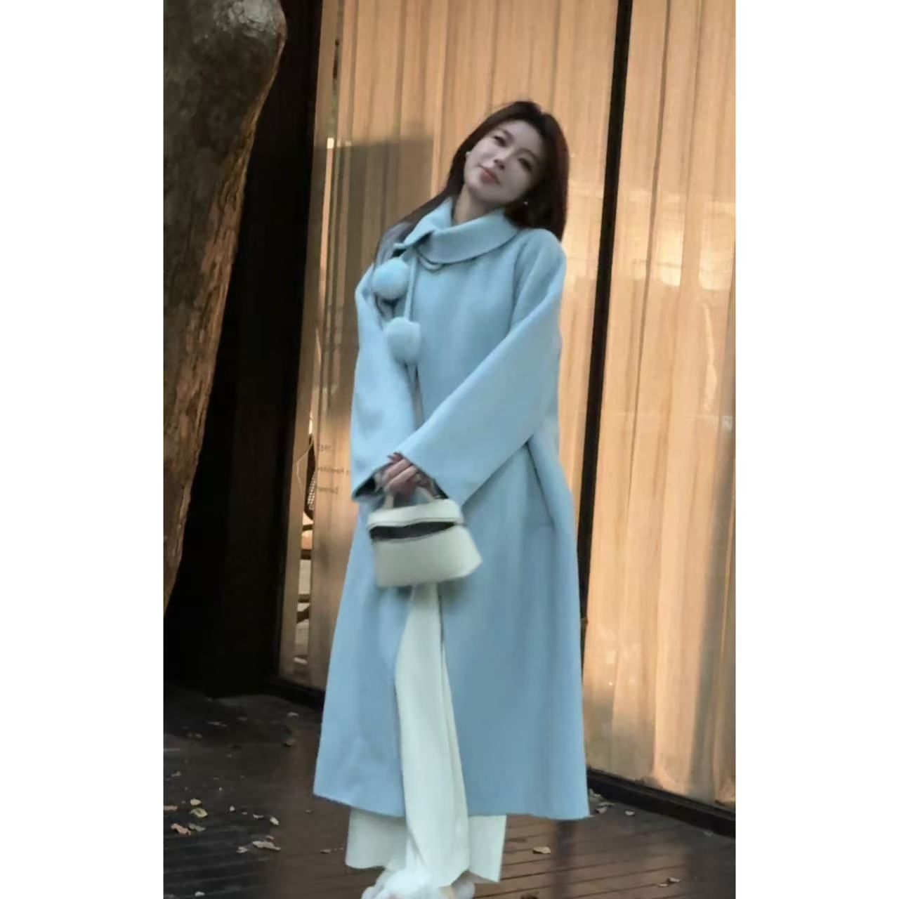 Xxia 2025年新款 娃娃领 长款双面羊毛大衣