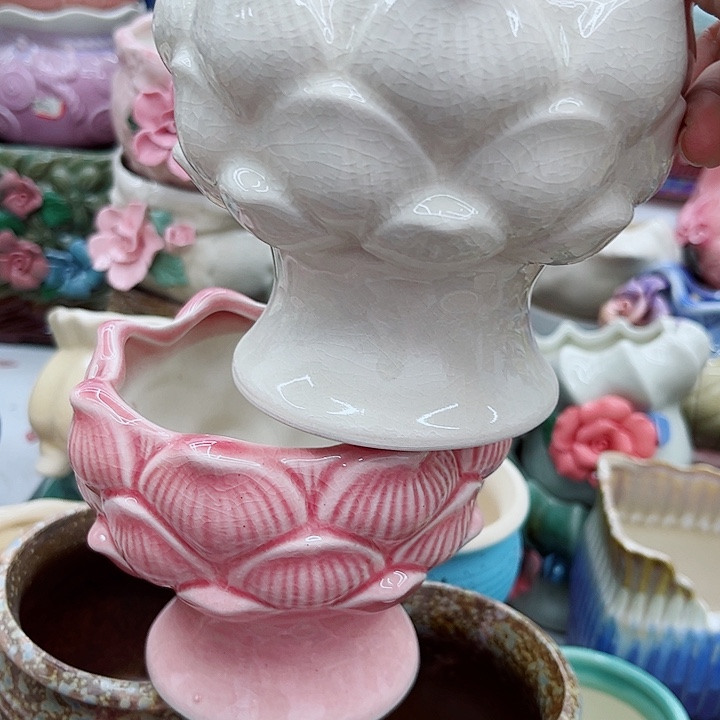 多肉绿植陶瓷花盆9.9包邮，有孔