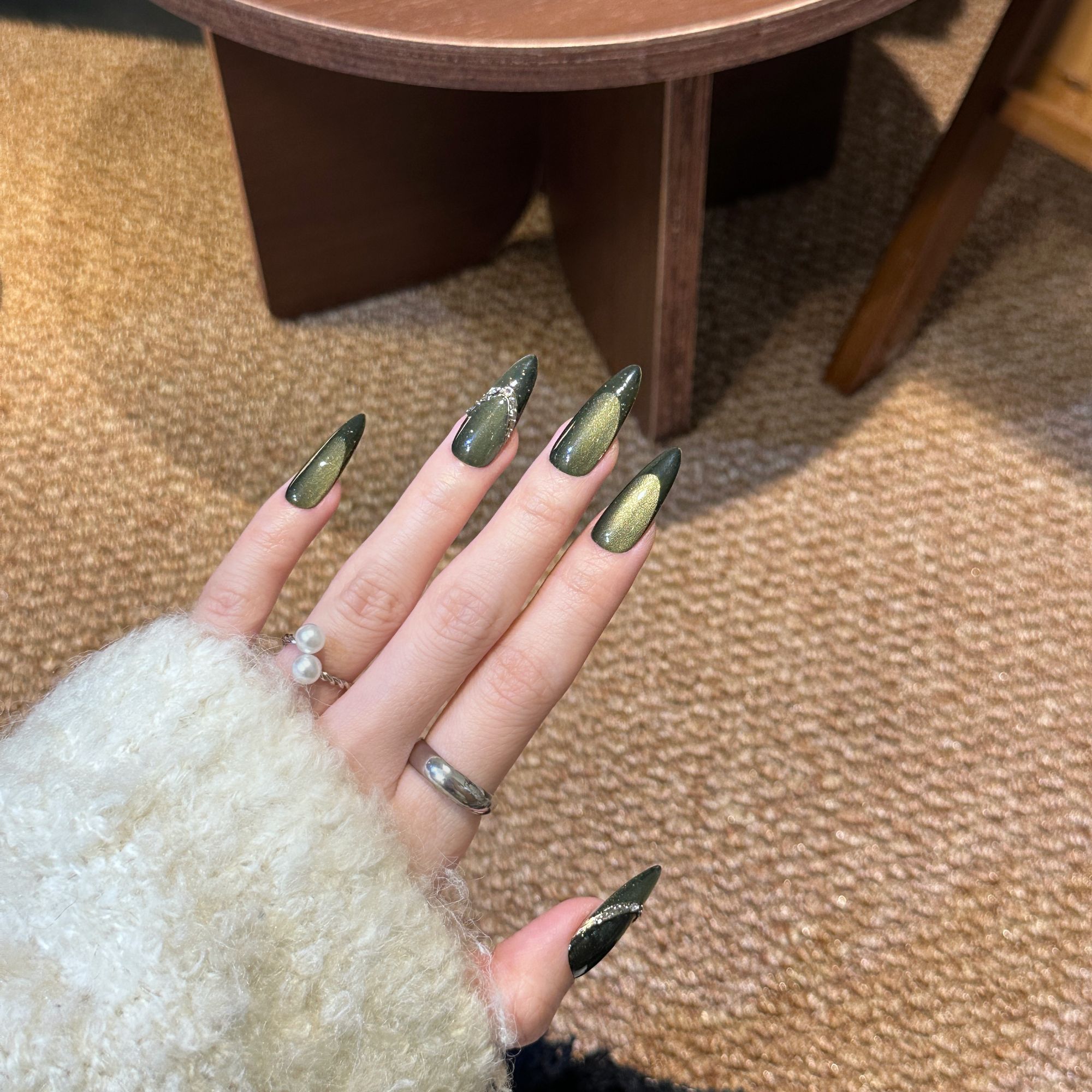 [绿橄榄]空间法式渐变猫眼穿戴甲 18种甲型定制