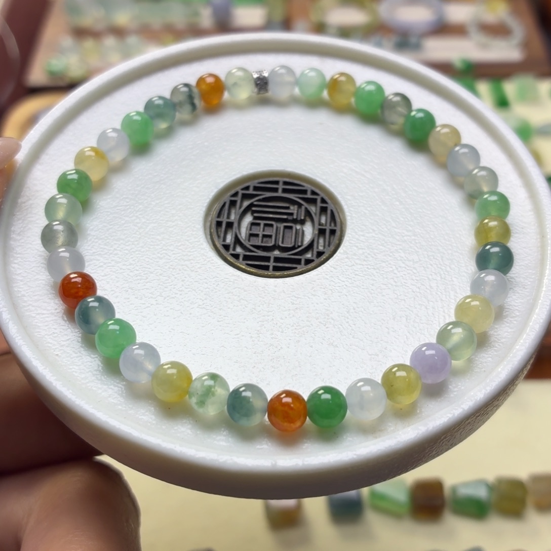 翡翠散珠冰浓多宝手串均卡5