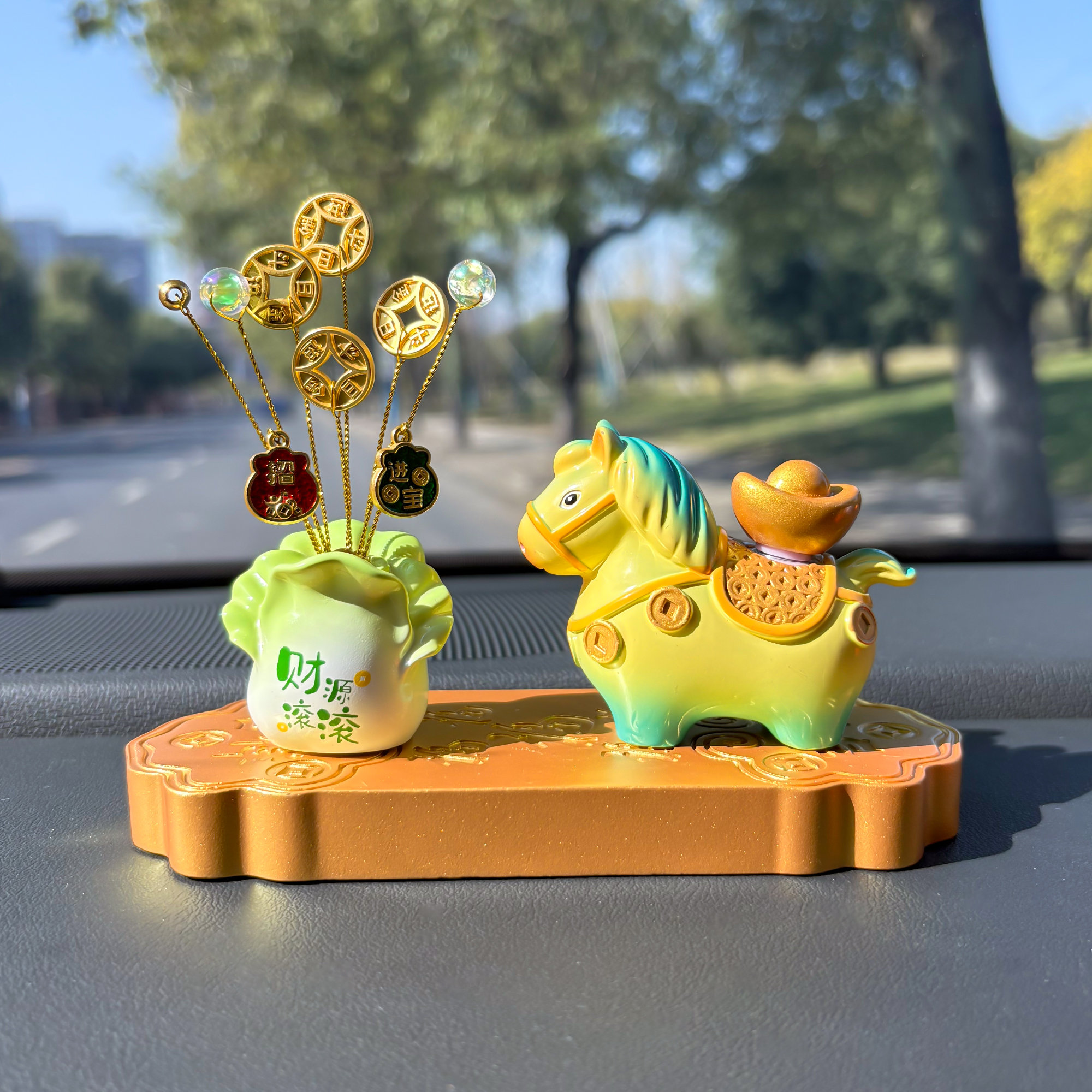 小马福福汽车摆件高档国潮风新款车载车内饰品摆件汽车中控台装饰