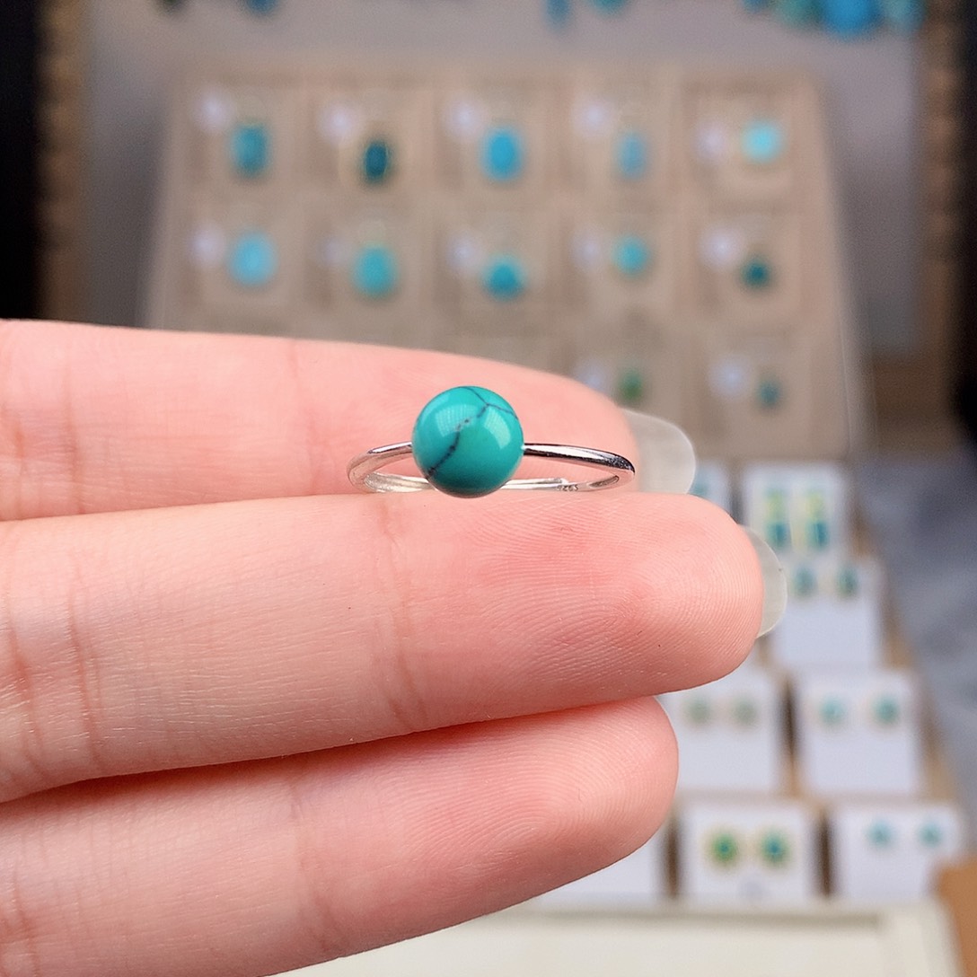 绿松石银S925镶嵌戒指