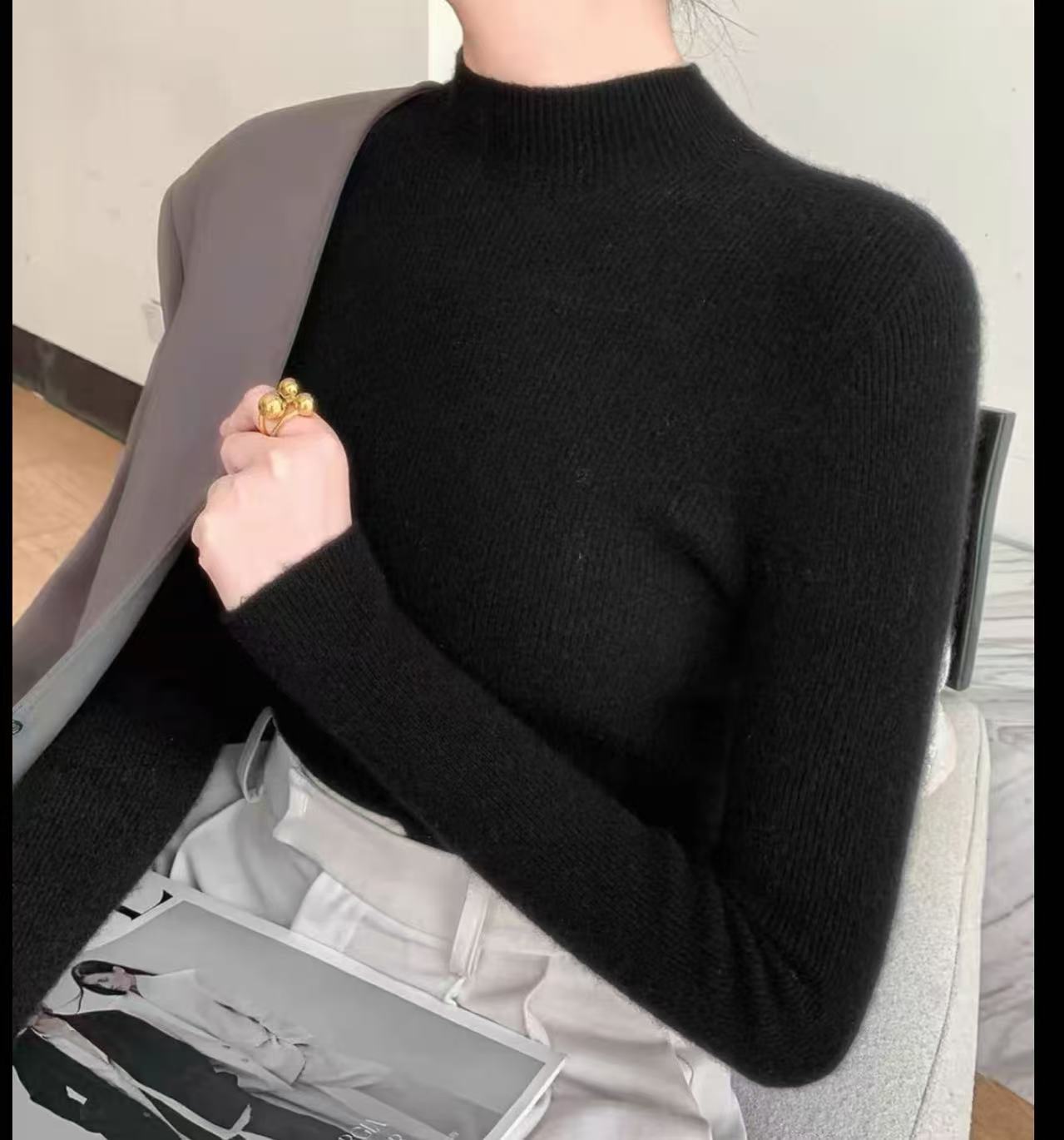 Q18无缝半高领春秋冬内搭一线成衣修身打底衫