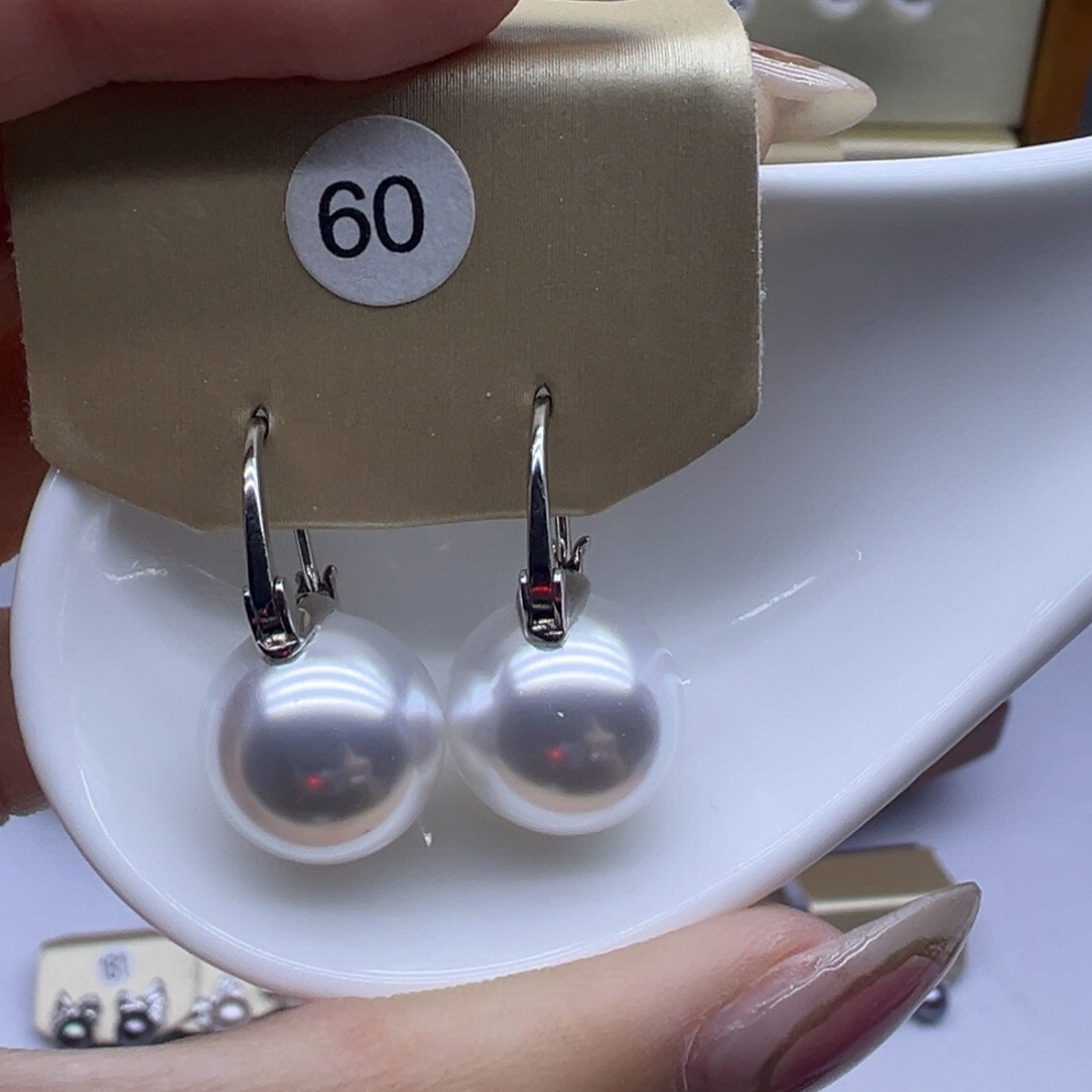 耳饰银S925镶嵌淡水珍珠