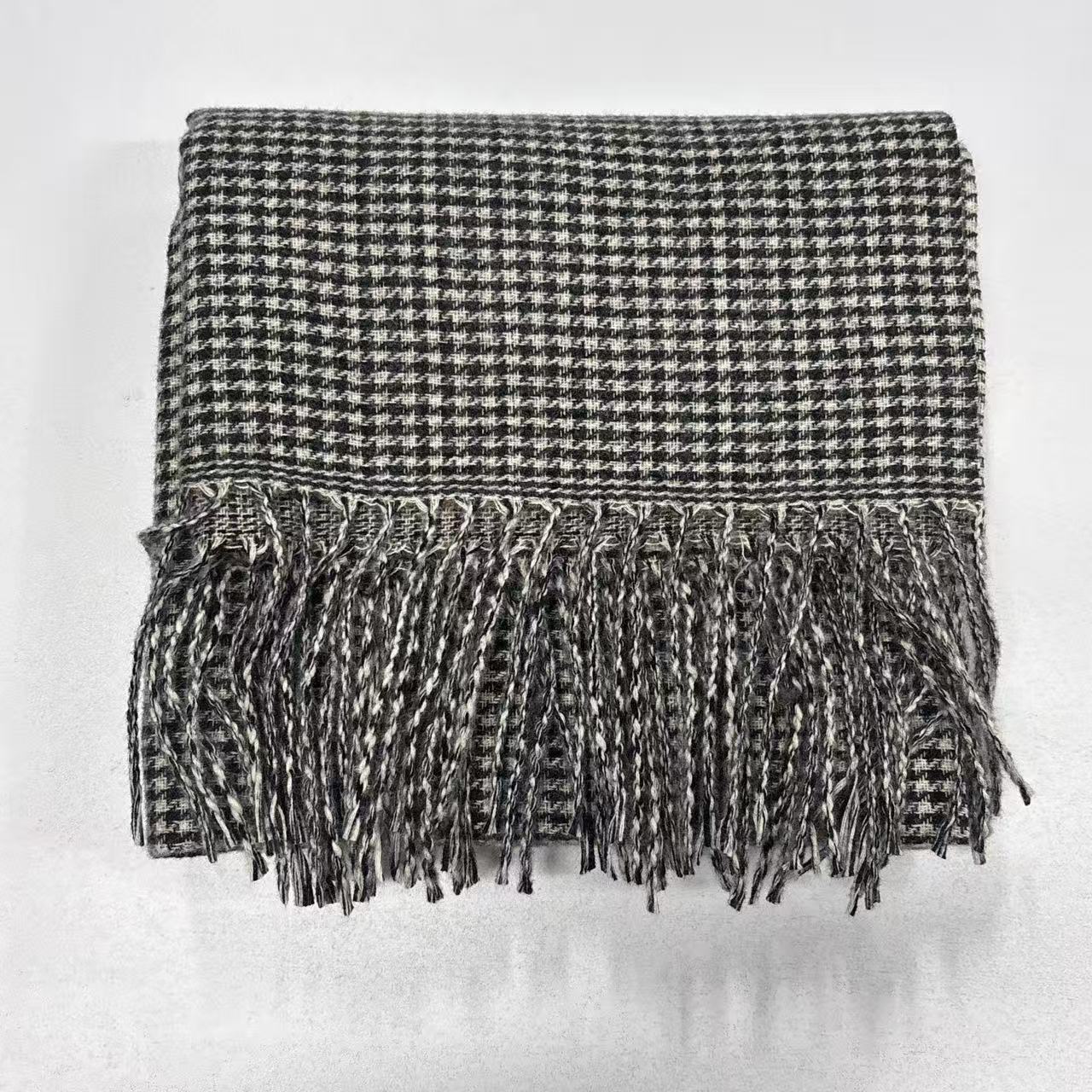 （迷你千鸟格）厚款流苏长巾55*190左右围巾