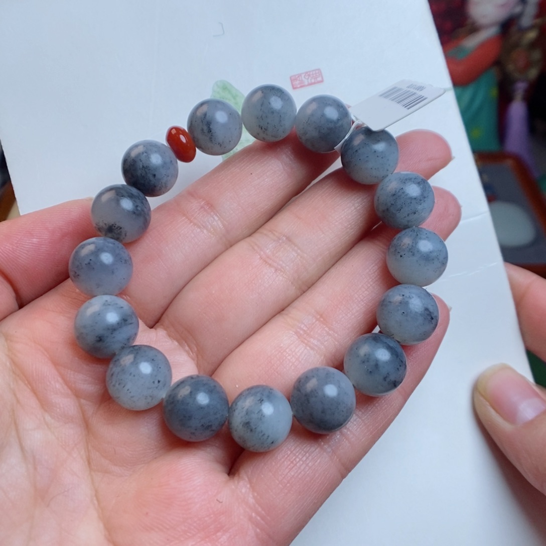 和田玉手链未镶嵌青花子