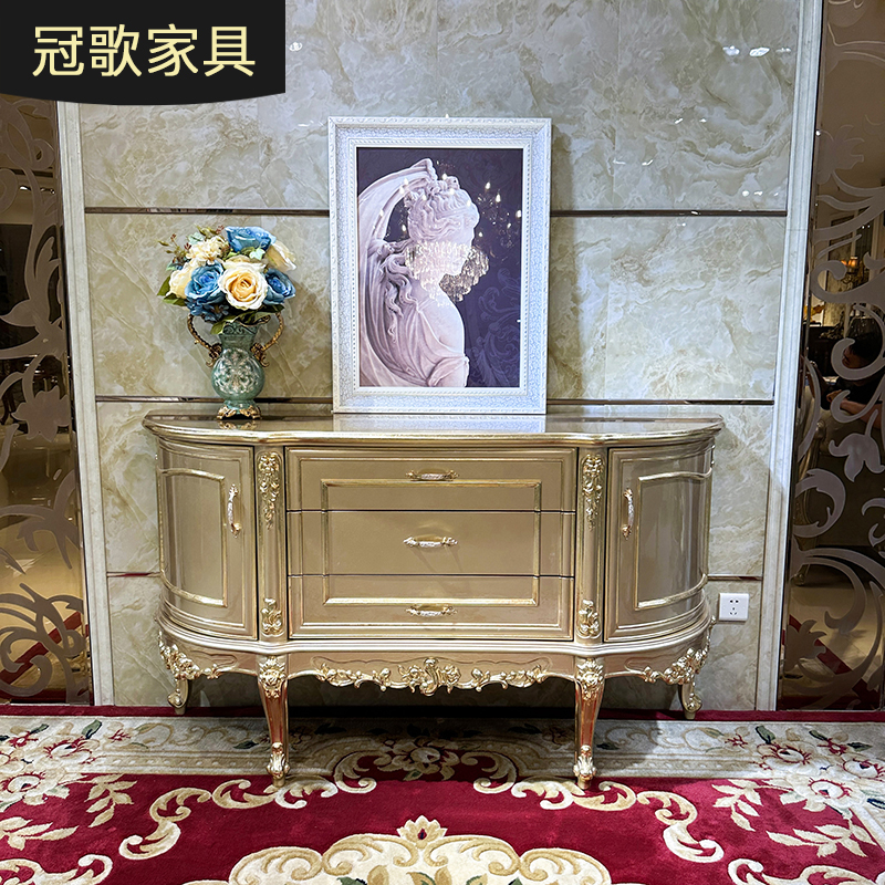 冠歌家具 法式实木餐边柜 欧式奢华雕花柜客厅储藏装饰桌餐厅家具