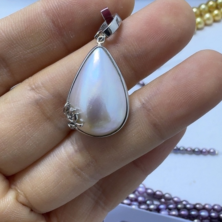 不***乐拼合珍珠（马贝珠）颈饰银S925镶嵌