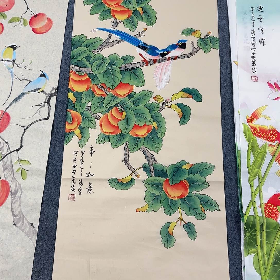 国画尺寸50X100手绘作品 
