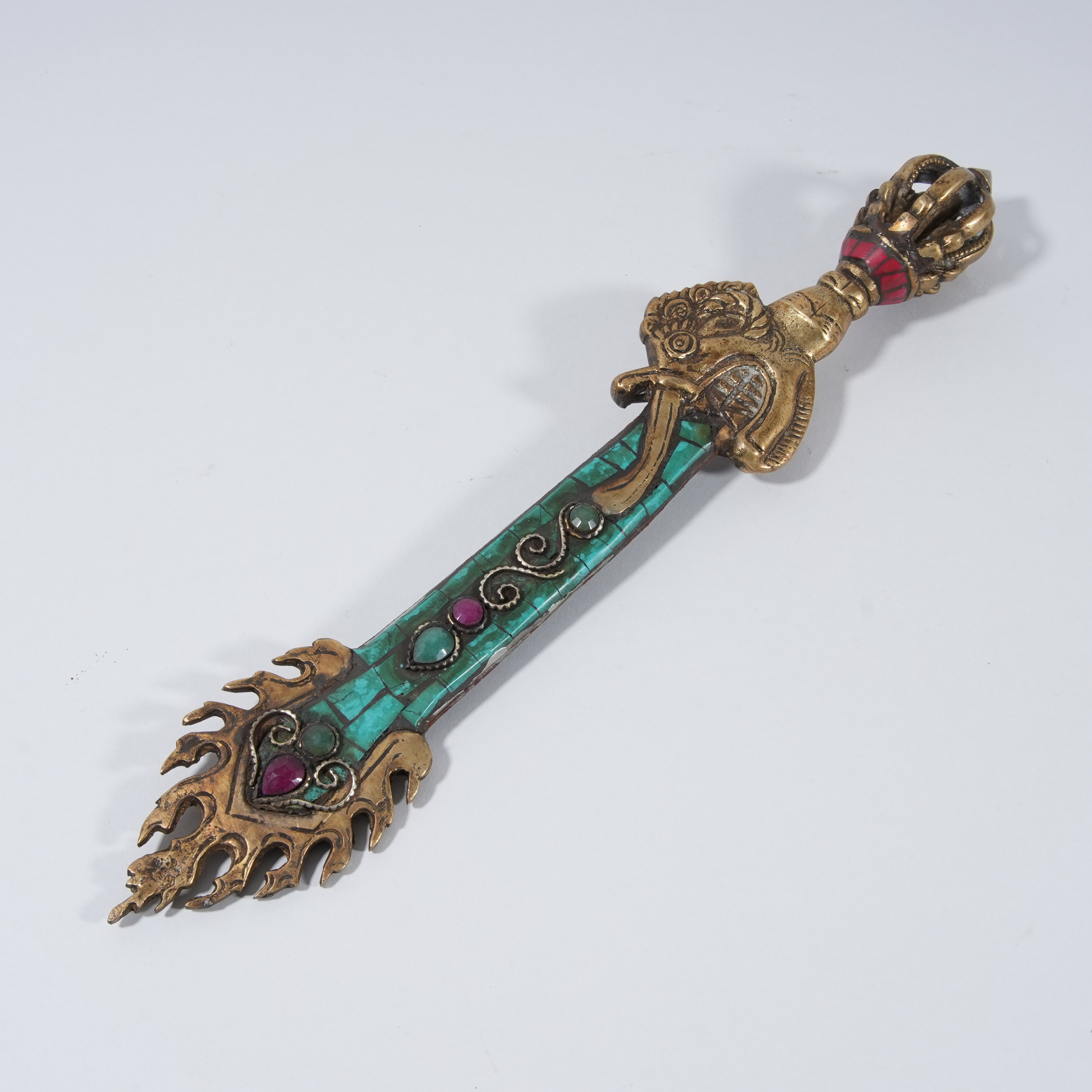 z113/清代 铜镶宝石文殊菩萨智慧剑【华豫之门甄选】