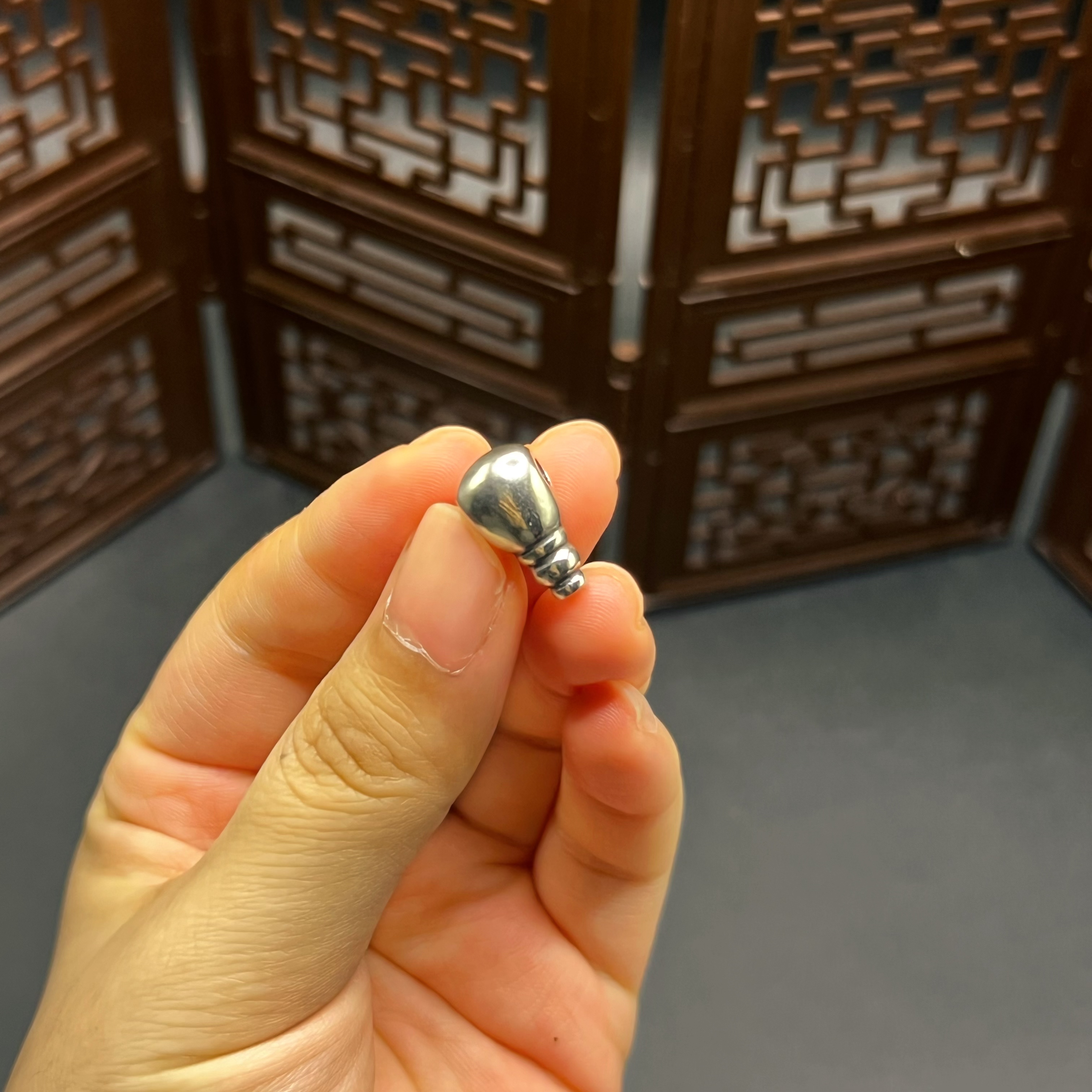 925银银制品 S925银 简约光面纯色三通配饰，对孔9mm，可配5/6mm串