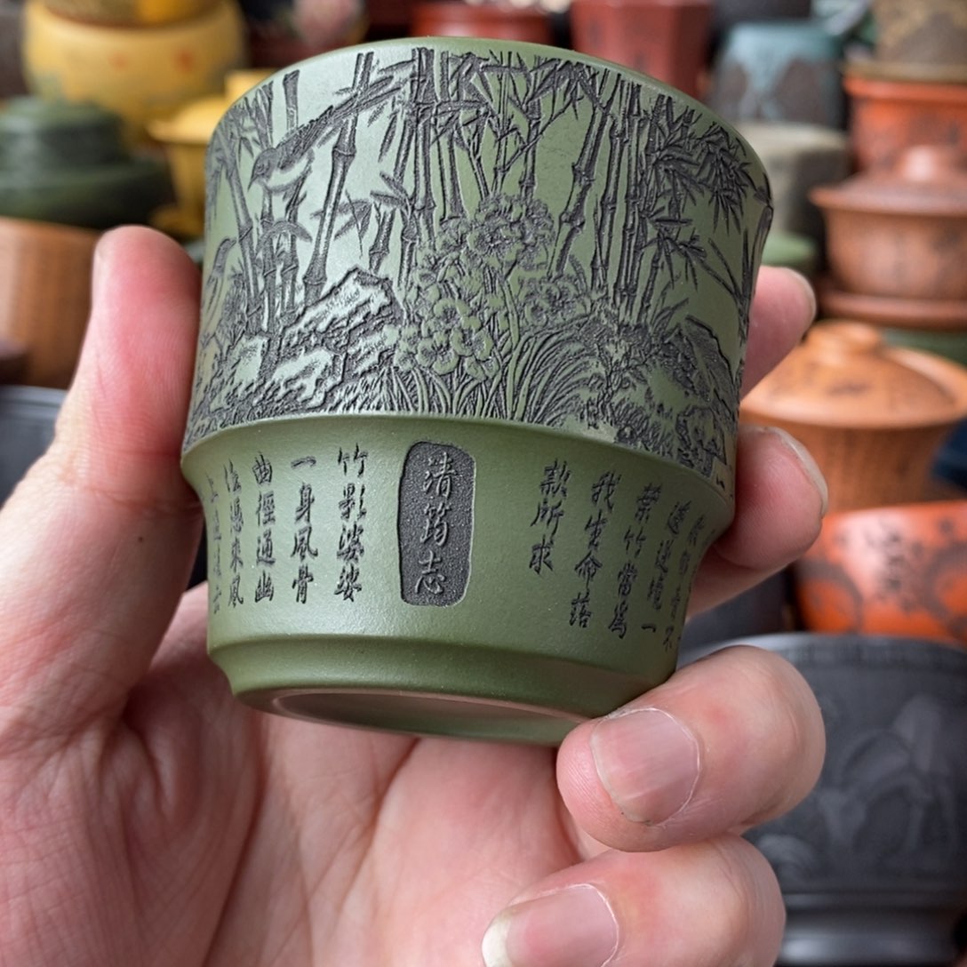 紫砂杯子宜兴全手工紫砂杯
