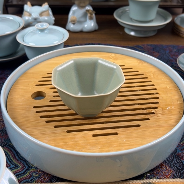 瓷杯子原矿原釉八方杯