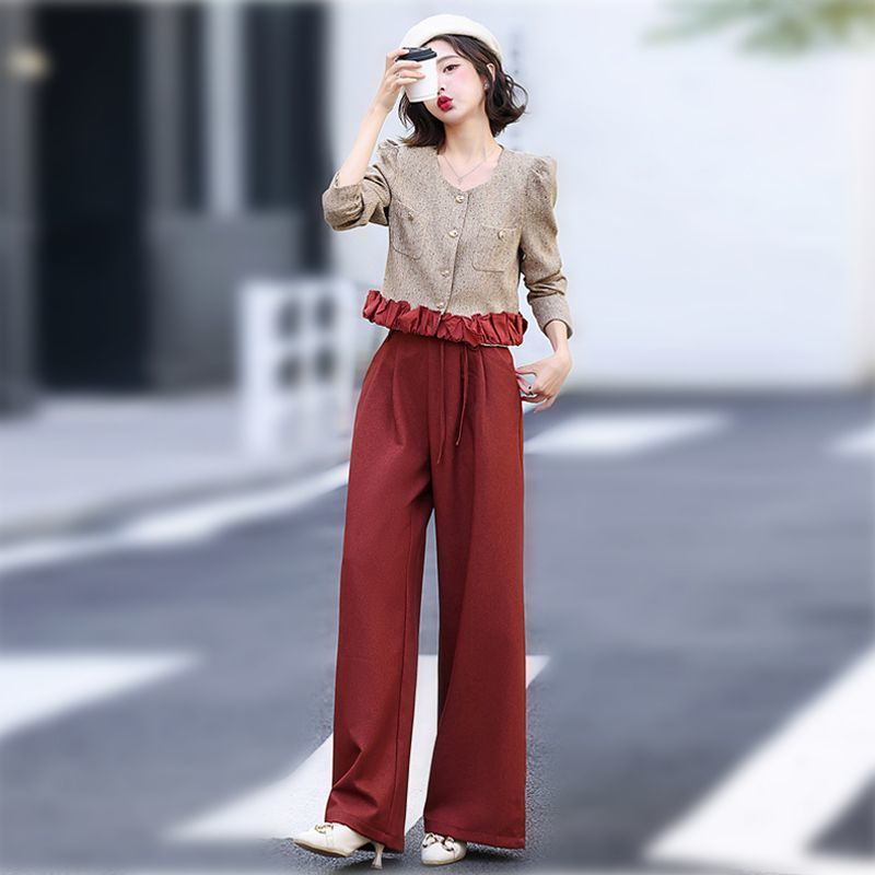 木瓜牛奶春季爆款小香风外套美拉德风时尚套装女装阔腿裤高腰气质